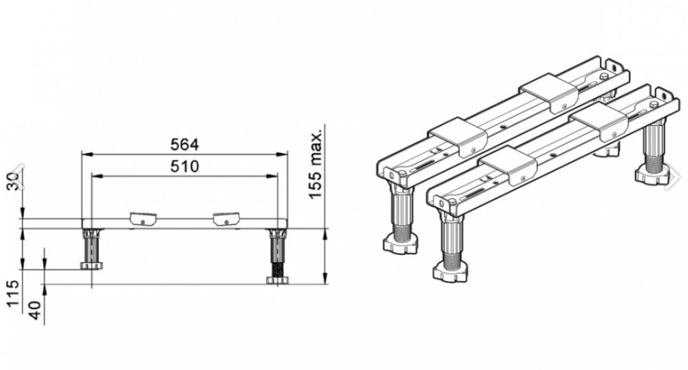 Universal bath leg - easyfit